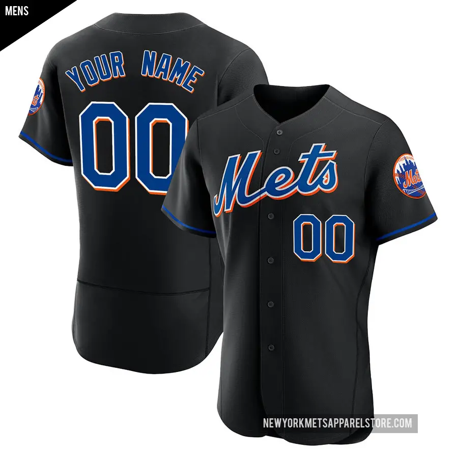 Men's New York Mets ＃00 Custom Authentic Black 2022 Alternate Jersey