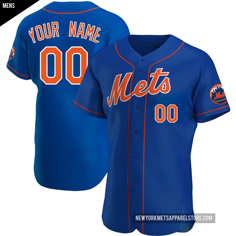 Men's New York Mets ＃00 Custom Authentic Royal Alternate Jersey