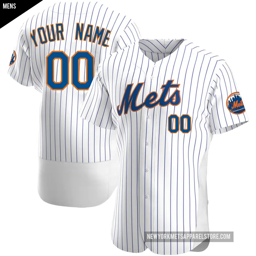 Men's New York Mets ＃00 Custom Authentic White Home Jersey