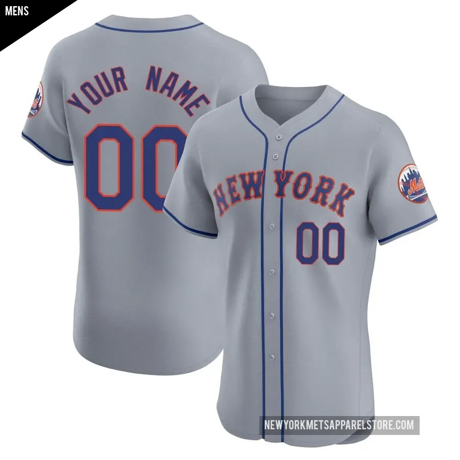 Men's New York Mets ＃00 Custom Elite Gray Road Jersey