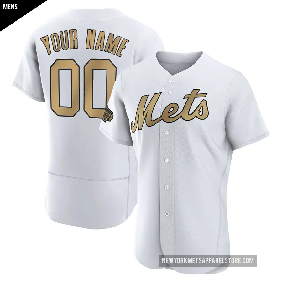 Men's New York Mets ＃00 Custom Game White Authentic 2022 All-Star Jersey