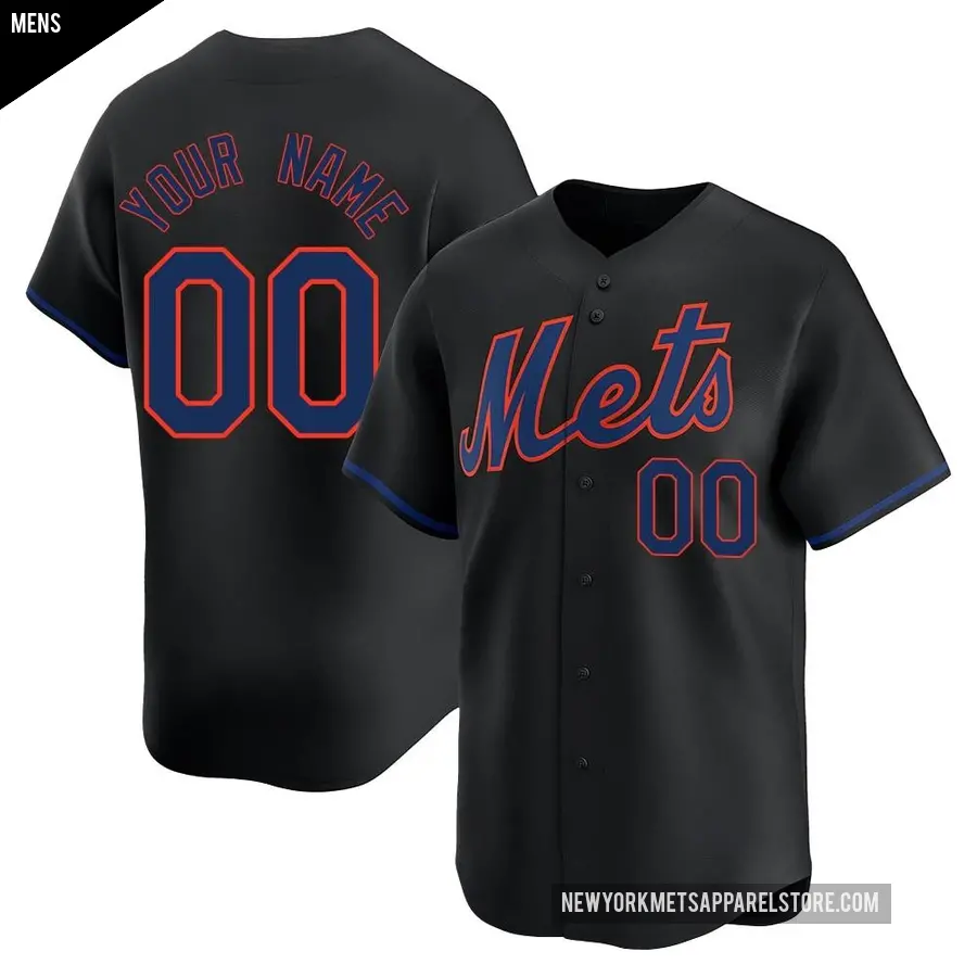 Men's New York Mets ＃00 Custom Limited Black Alternate Jersey