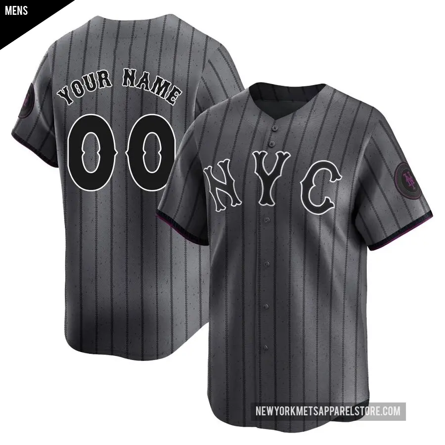 Men's New York Mets ＃00 Custom Limited Graphite 2024 City Connect Jersey