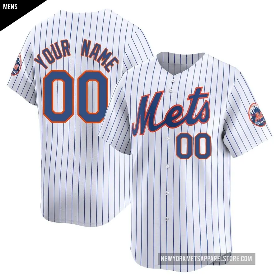 Men's New York Mets ＃00 Custom Limited White Home Jersey