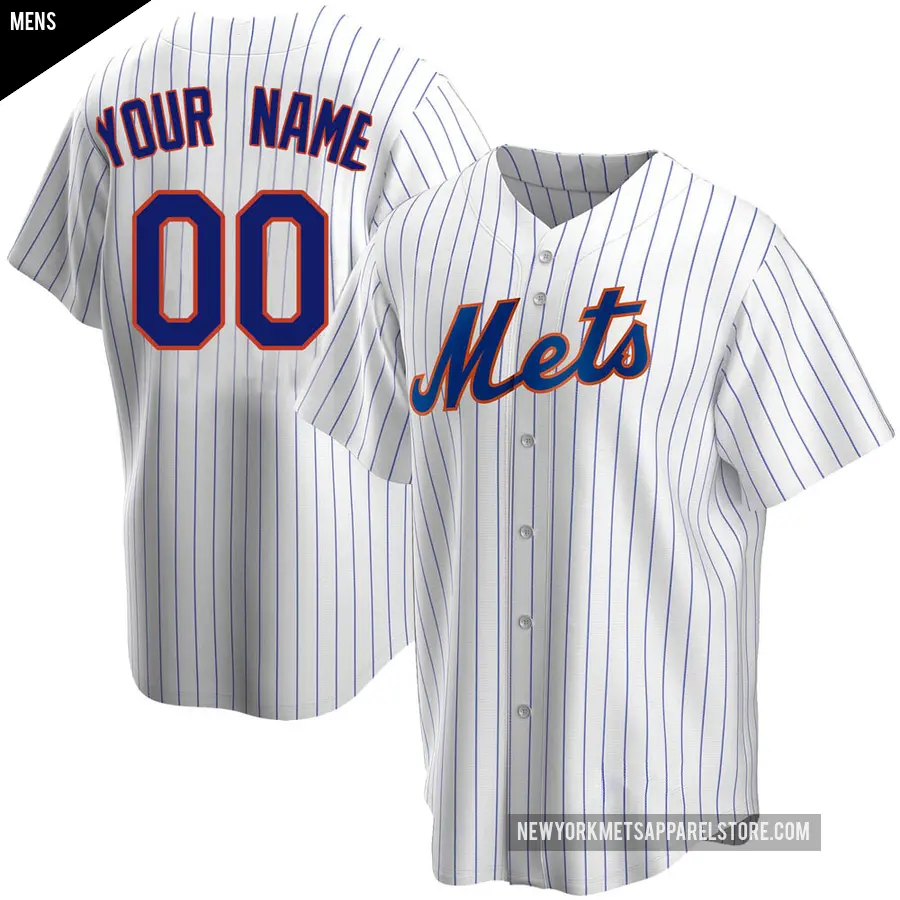 Men's New York Mets ＃00 Custom Replica White Home Jersey