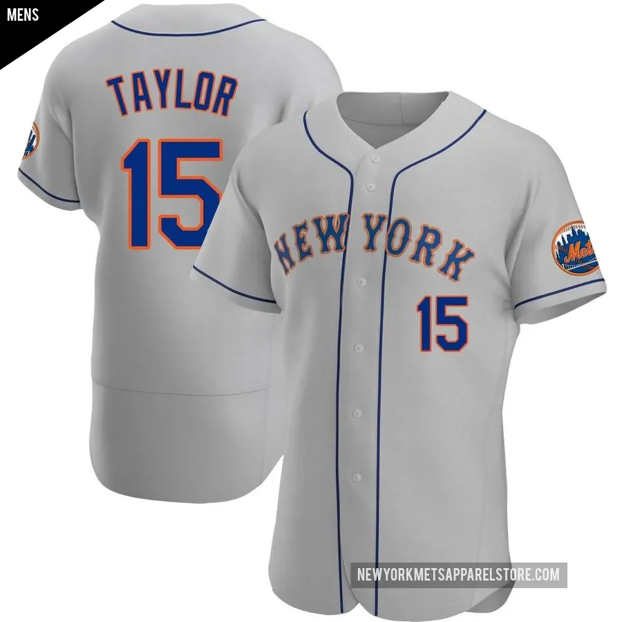 Men's New York Mets ＃15 Tyrone Taylor Authentic Gray Road Jersey