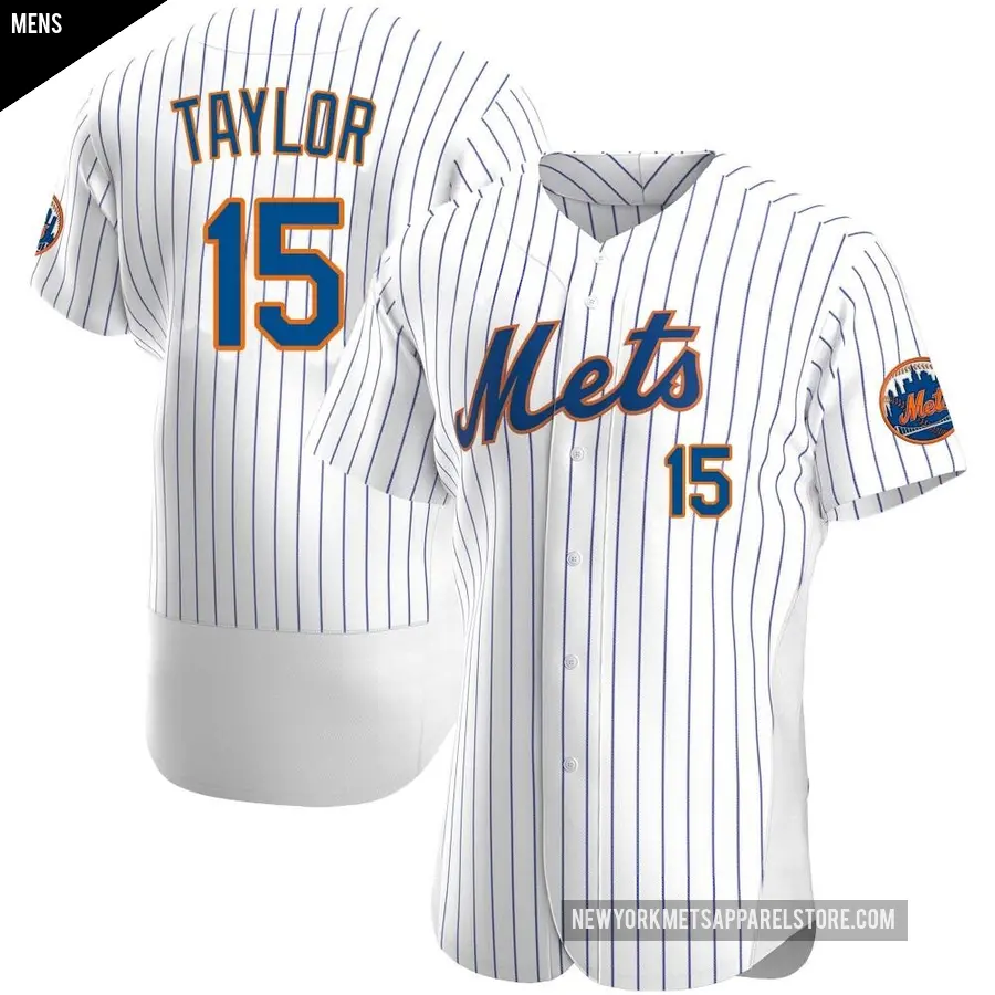 Men's New York Mets ＃15 Tyrone Taylor Authentic White Home Jersey