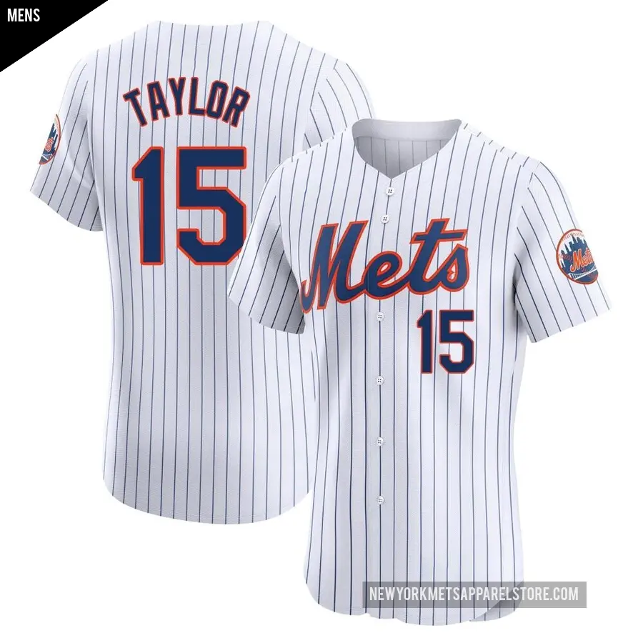 Men's New York Mets ＃15 Tyrone Taylor Elite White Home Jersey