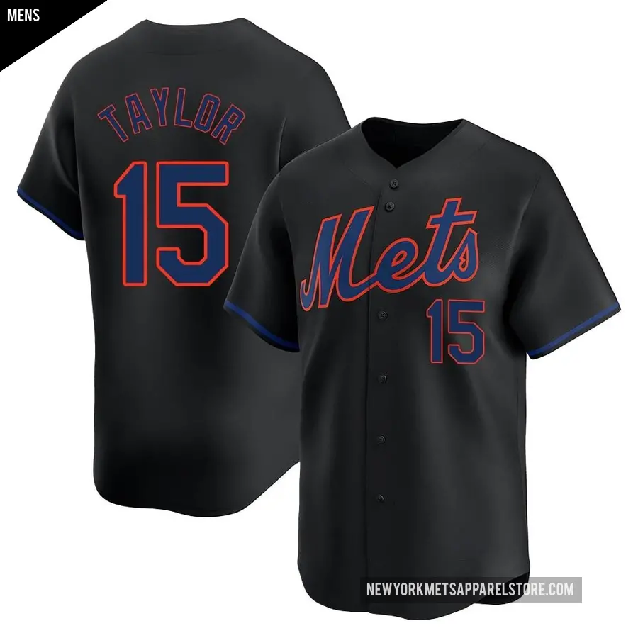 Men's New York Mets ＃15 Tyrone Taylor Limited Black Alternate Jersey