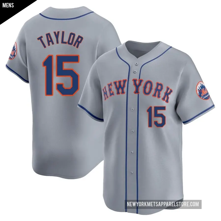 Men's New York Mets ＃15 Tyrone Taylor Limited Gray Away Jersey