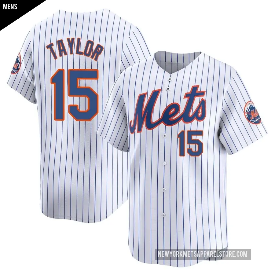 Men's New York Mets ＃15 Tyrone Taylor Limited White Home Jersey