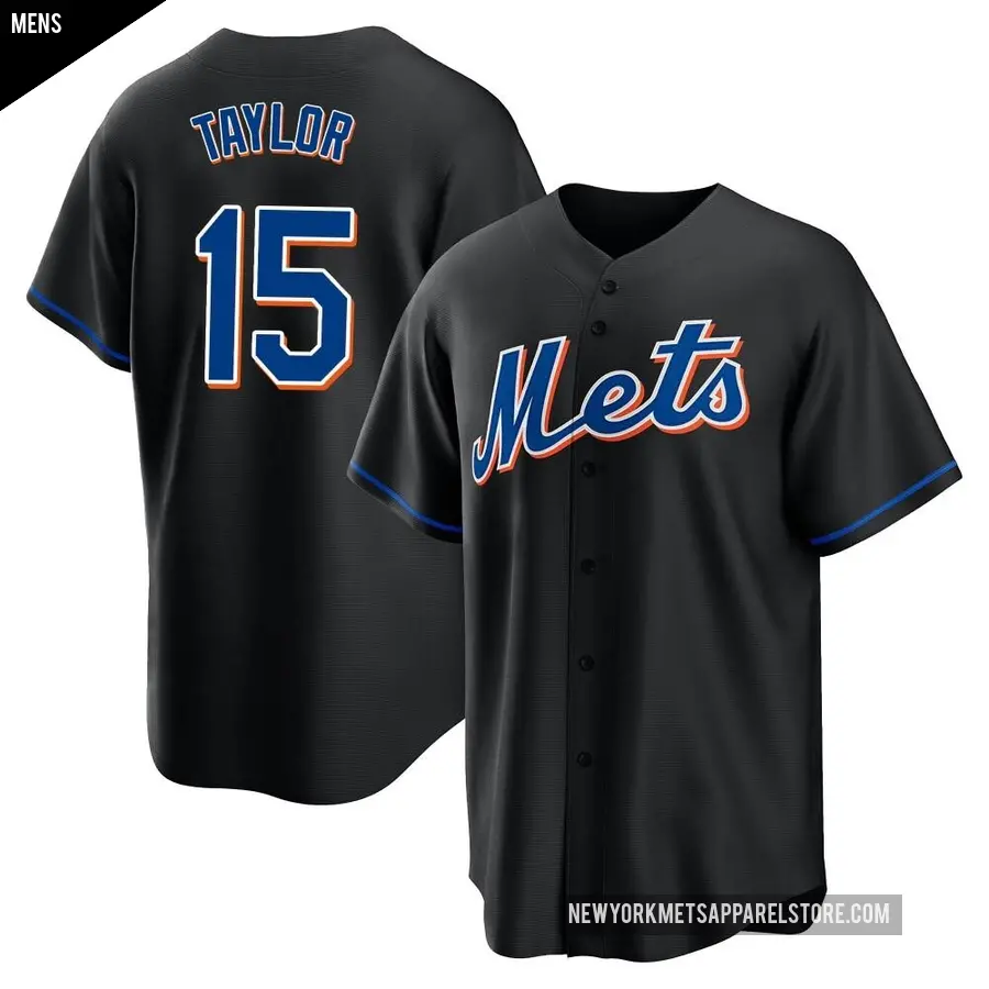 Men's New York Mets ＃15 Tyrone Taylor Replica Black 2022 Alternate Jersey