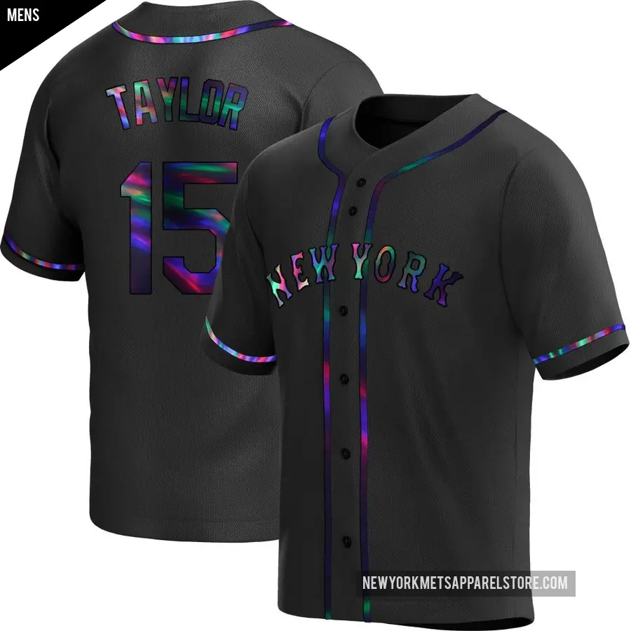 Men's New York Mets ＃15 Tyrone Taylor Replica Black Holographic Alternate Jersey