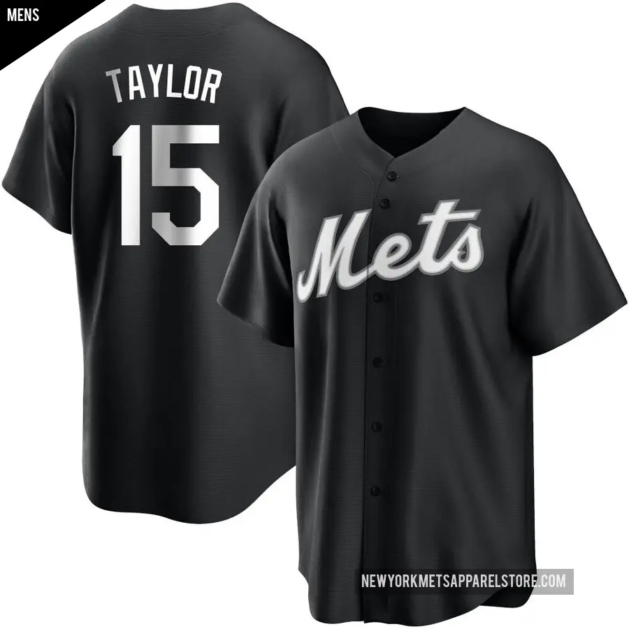 Men's New York Mets ＃15 Tyrone Taylor Replica Black/White Jersey