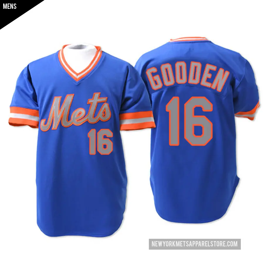 Men's New York Mets ＃16 Dwight Gooden Authentic Blue 1983 Throwback Jersey