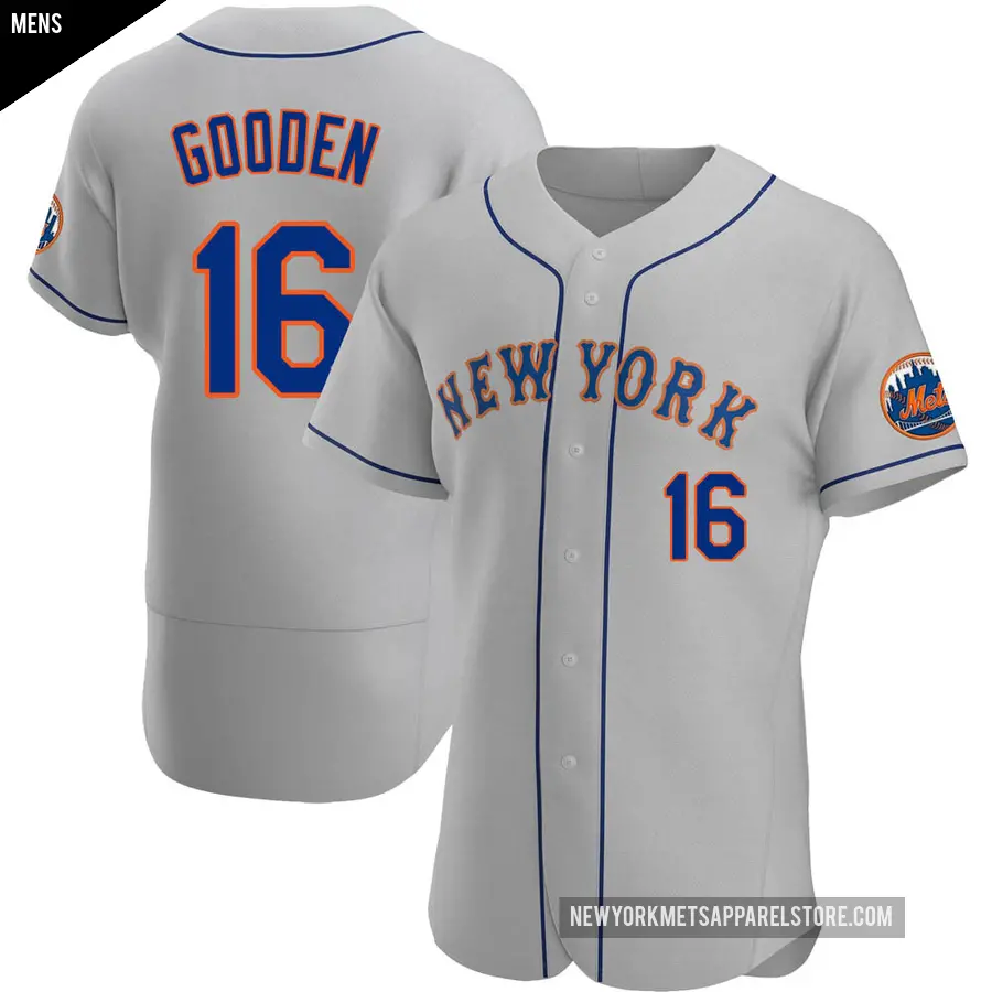 Men's New York Mets ＃16 Dwight Gooden Authentic Gray Road Jersey