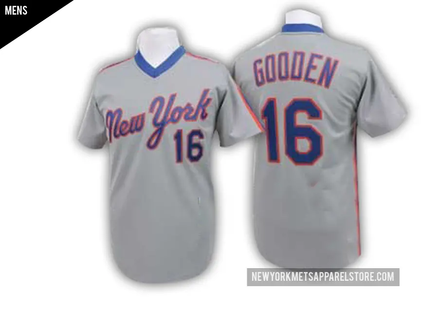 Men's New York Mets ＃16 Dwight Gooden Authentic Grey Throwback Jersey