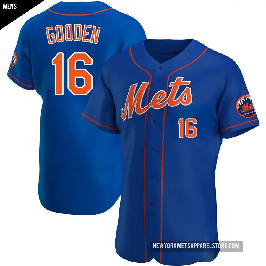 Men's New York Mets ＃16 Dwight Gooden Authentic Royal Alternate Jersey