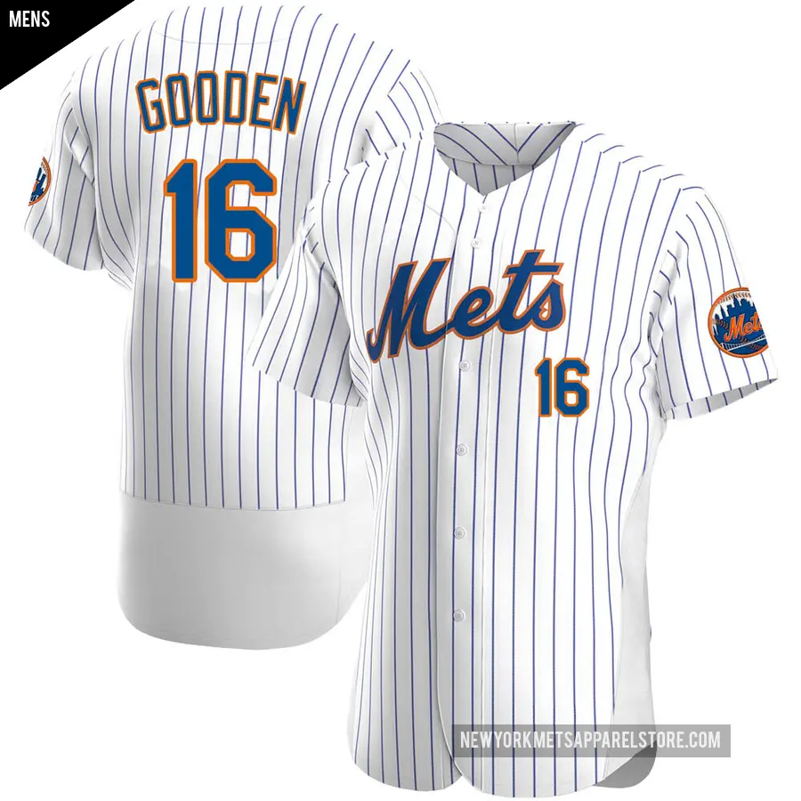 Men's New York Mets ＃16 Dwight Gooden Authentic White Home Jersey