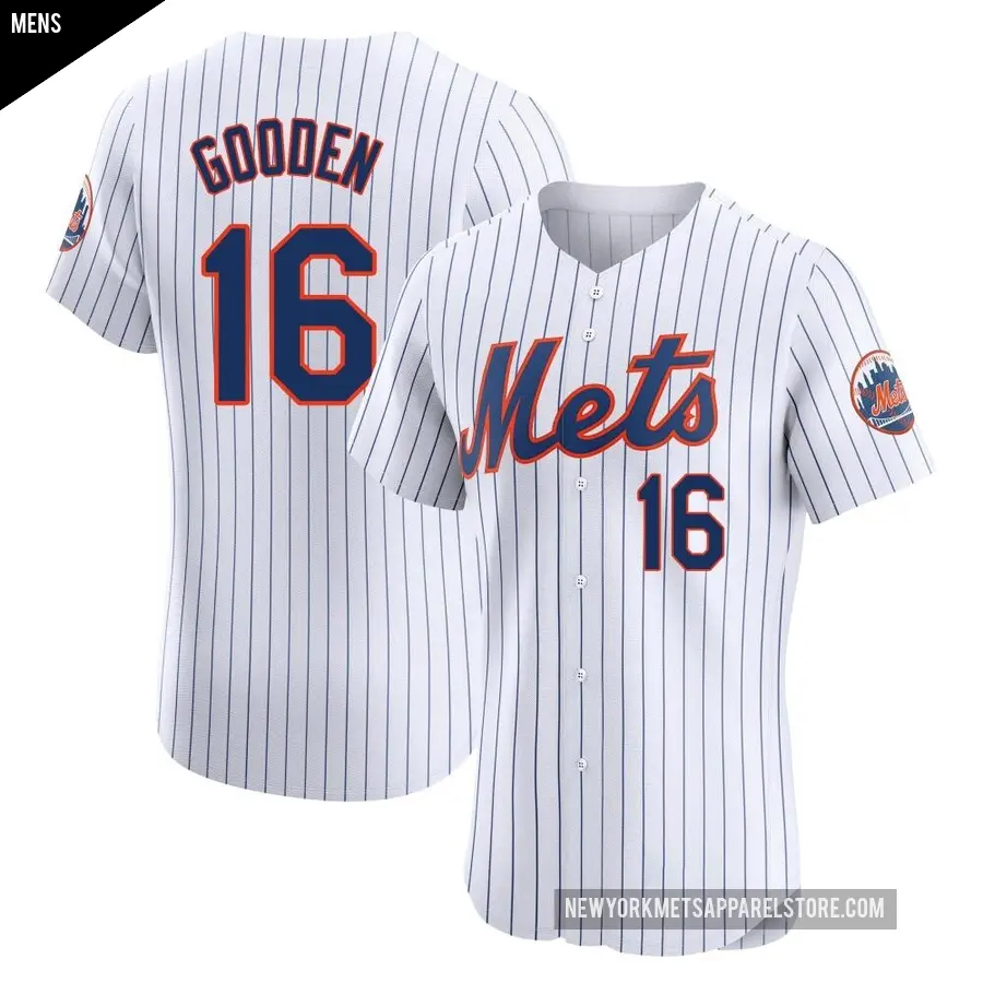 Men's New York Mets ＃16 Dwight Gooden Elite White Home Jersey