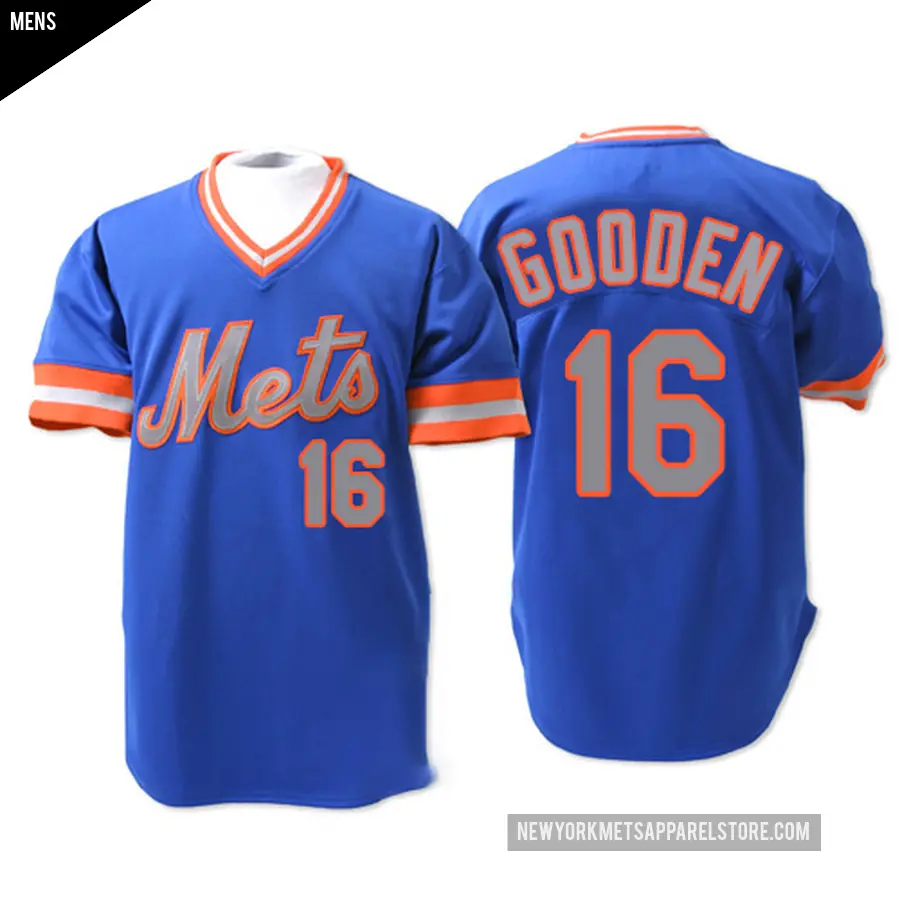 Men's New York Mets ＃16 Dwight Gooden Replica Blue 1983 Throwback Jersey