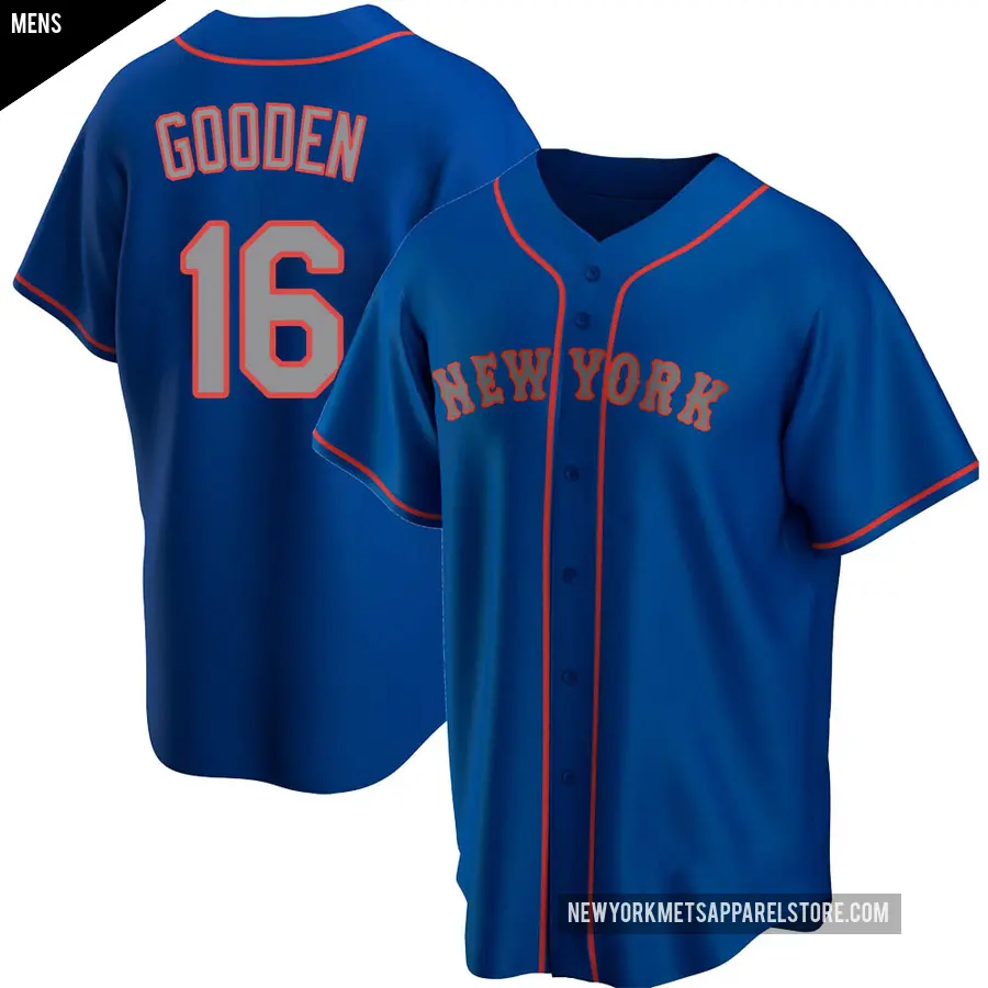 Men's New York Mets ＃16 Dwight Gooden Replica Royal Alternate Road Jersey