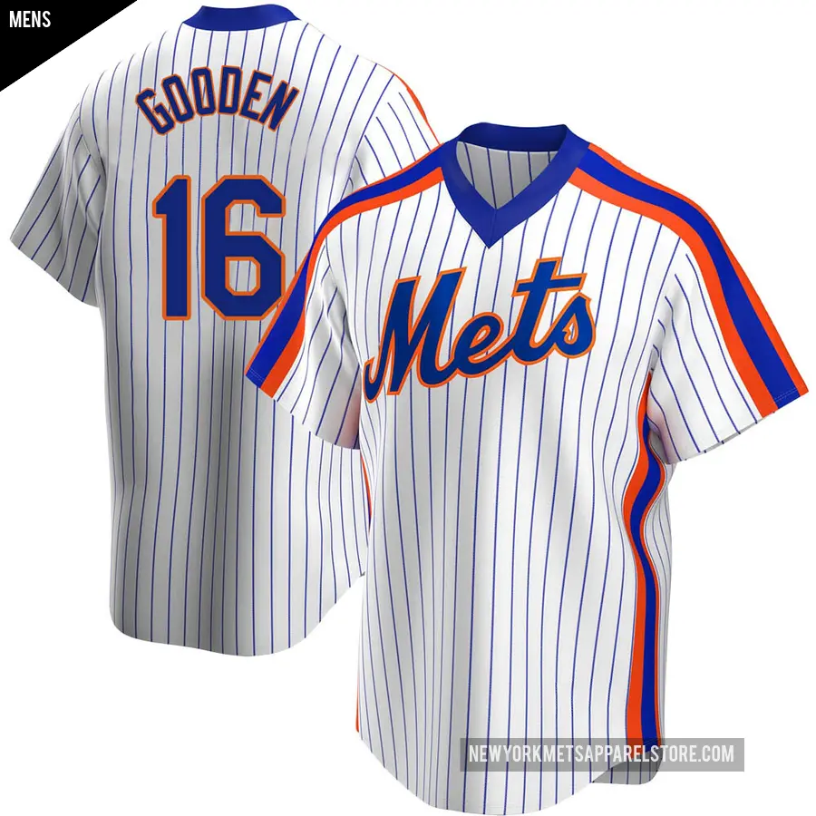 Men's New York Mets ＃16 Dwight Gooden Replica White Home Cooperstown Collection Jersey