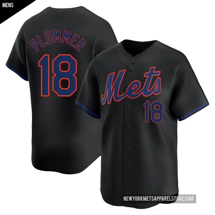 Men's New York Mets ＃18 Nick Plummer Limited Black Alternate Jersey