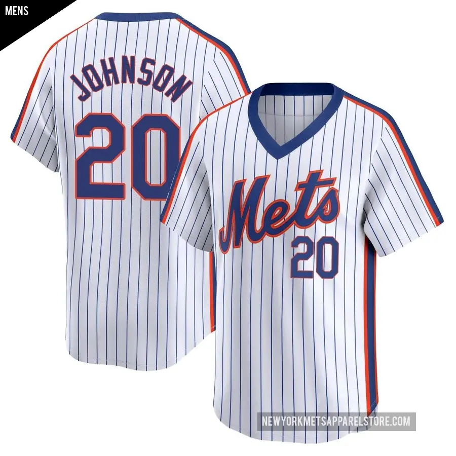 Men's New York Mets ＃20 Howard Johnson Limited White Cooperstown Collection Jersey