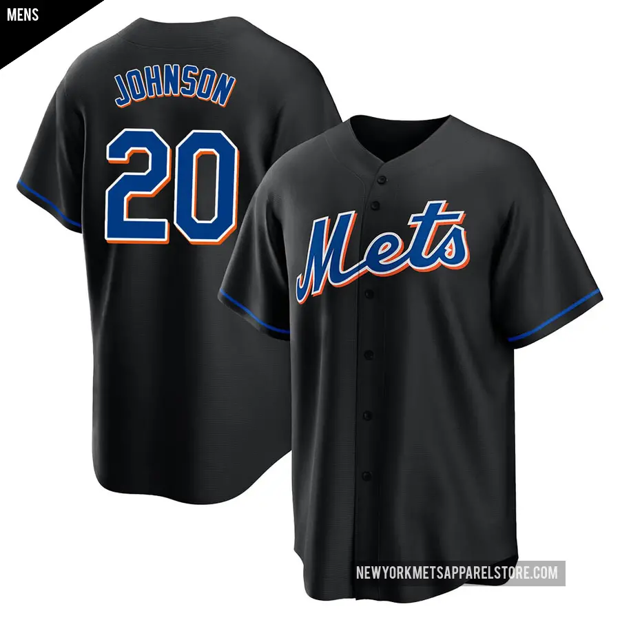 Men's New York Mets ＃20 Howard Johnson Replica Black 2022 Alternate Jersey