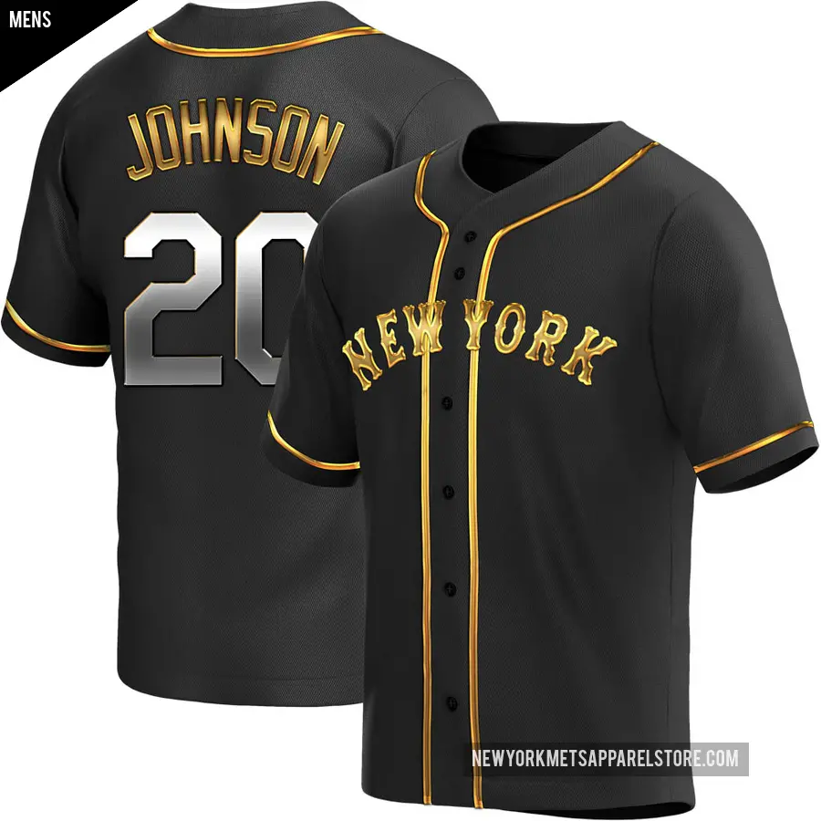 Men's New York Mets ＃20 Howard Johnson Replica Gold Black en Alternate Jersey