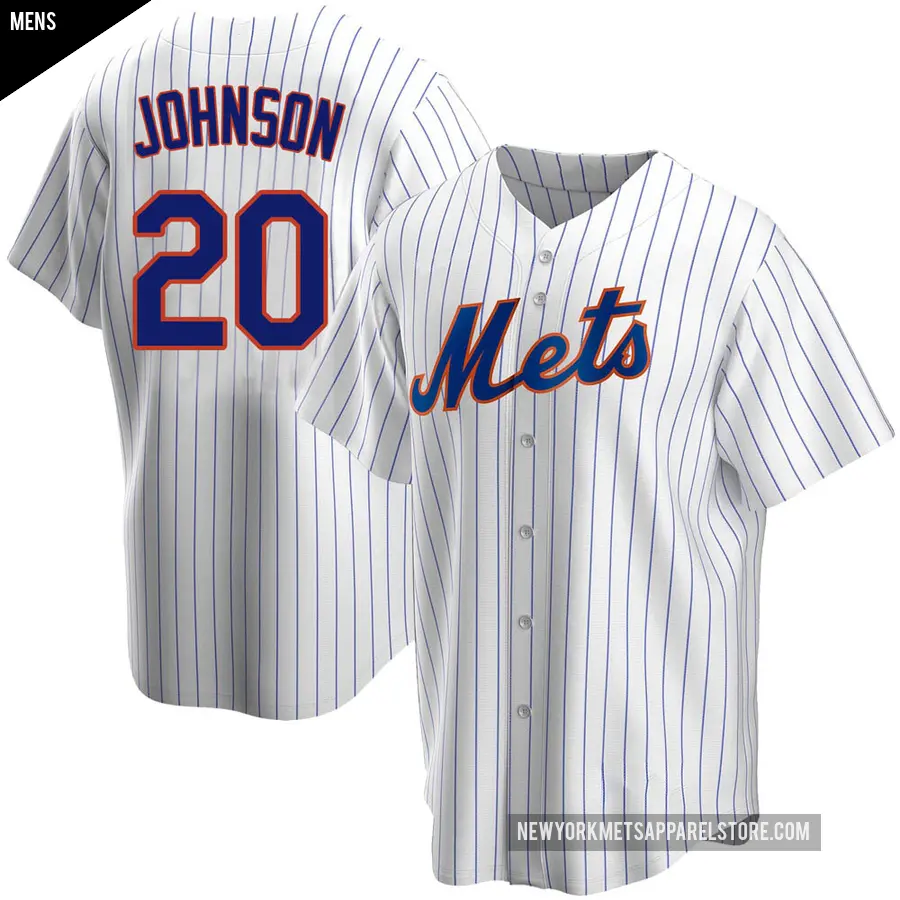 Men's New York Mets ＃20 Howard Johnson Replica White Home Jersey