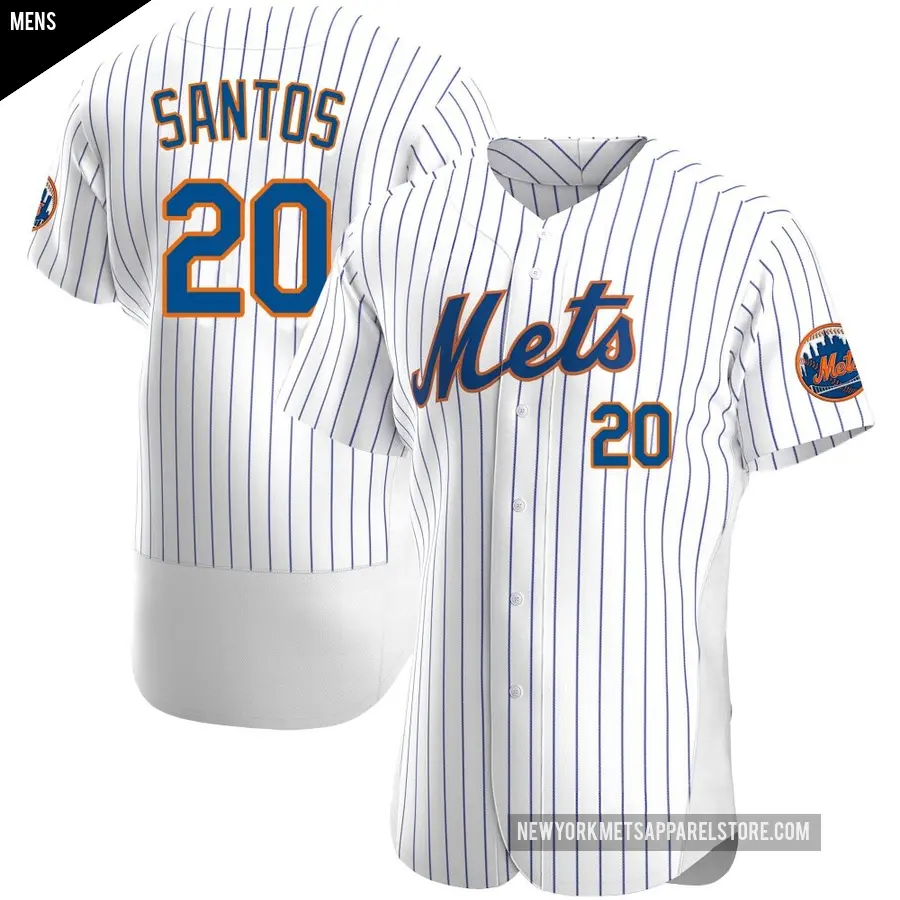 Men's New York Mets ＃20 Luis De Los Santos Authentic White Home Jersey