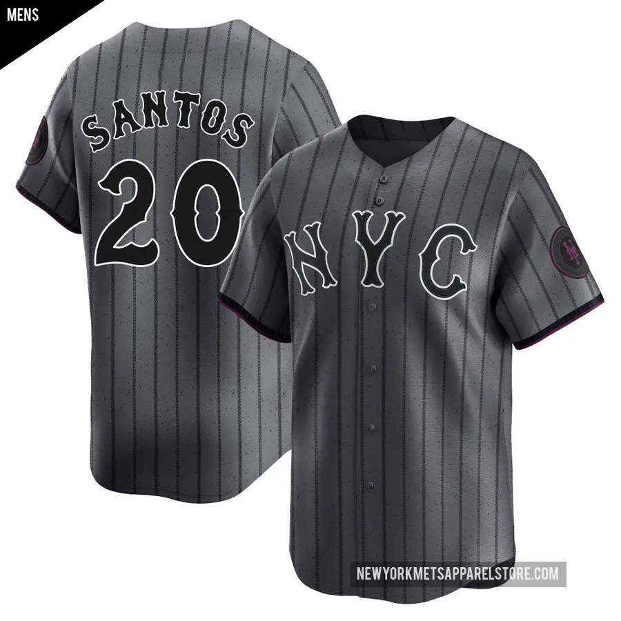 Men's New York Mets ＃20 Luis De Los Santos Limited Graphite 2024 City Connect Jersey