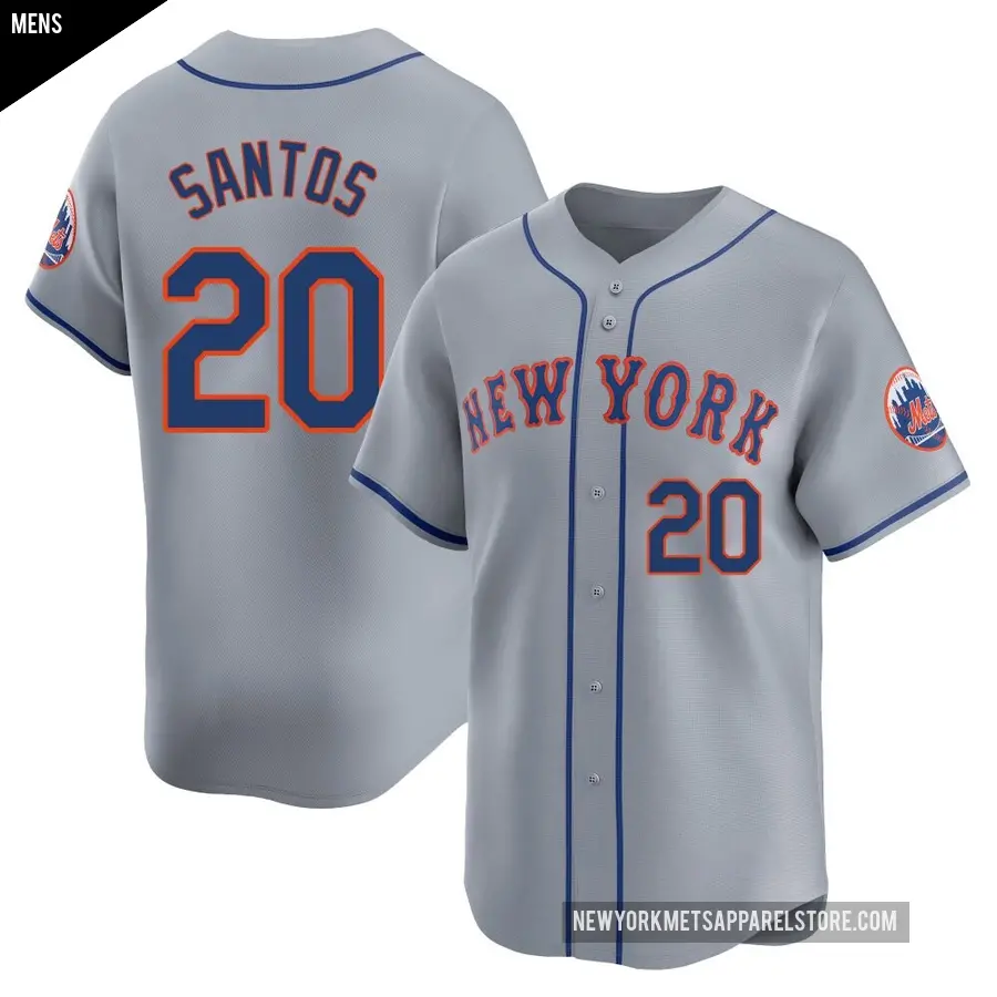 Men's New York Mets ＃20 Luis De Los Santos Limited Gray Away Jersey