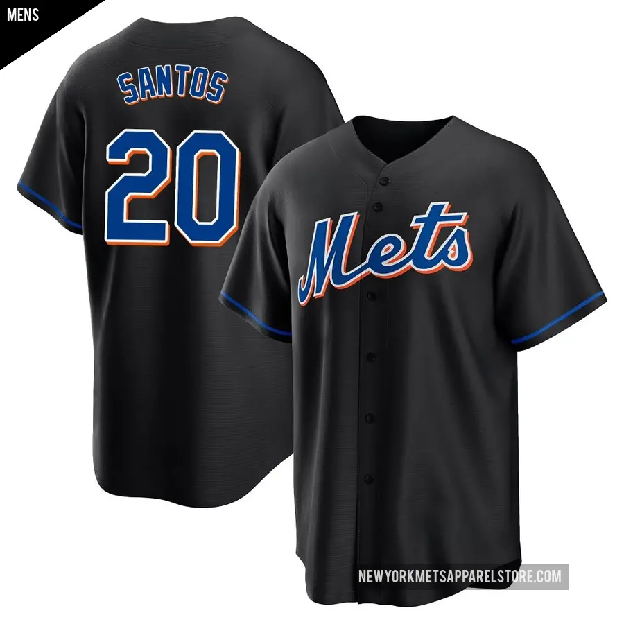 Men's New York Mets ＃20 Luis De Los Santos Replica Black 2022 Alternate Jersey