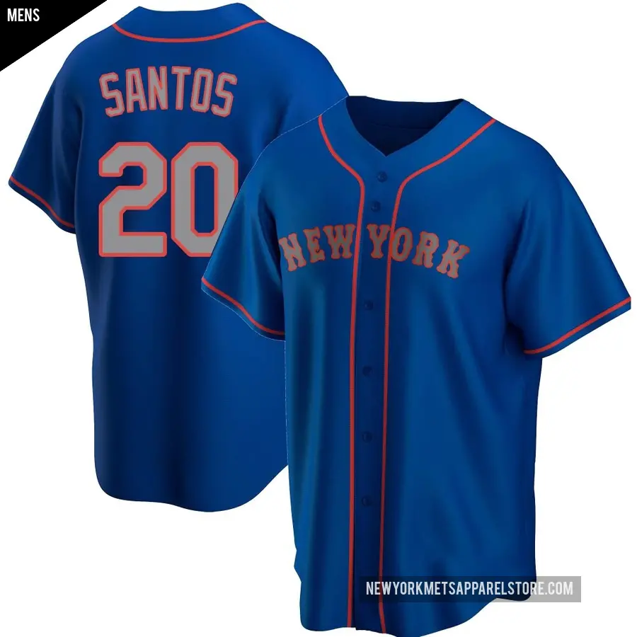 Men's New York Mets ＃20 Luis De Los Santos Replica Royal Alternate Road Jersey