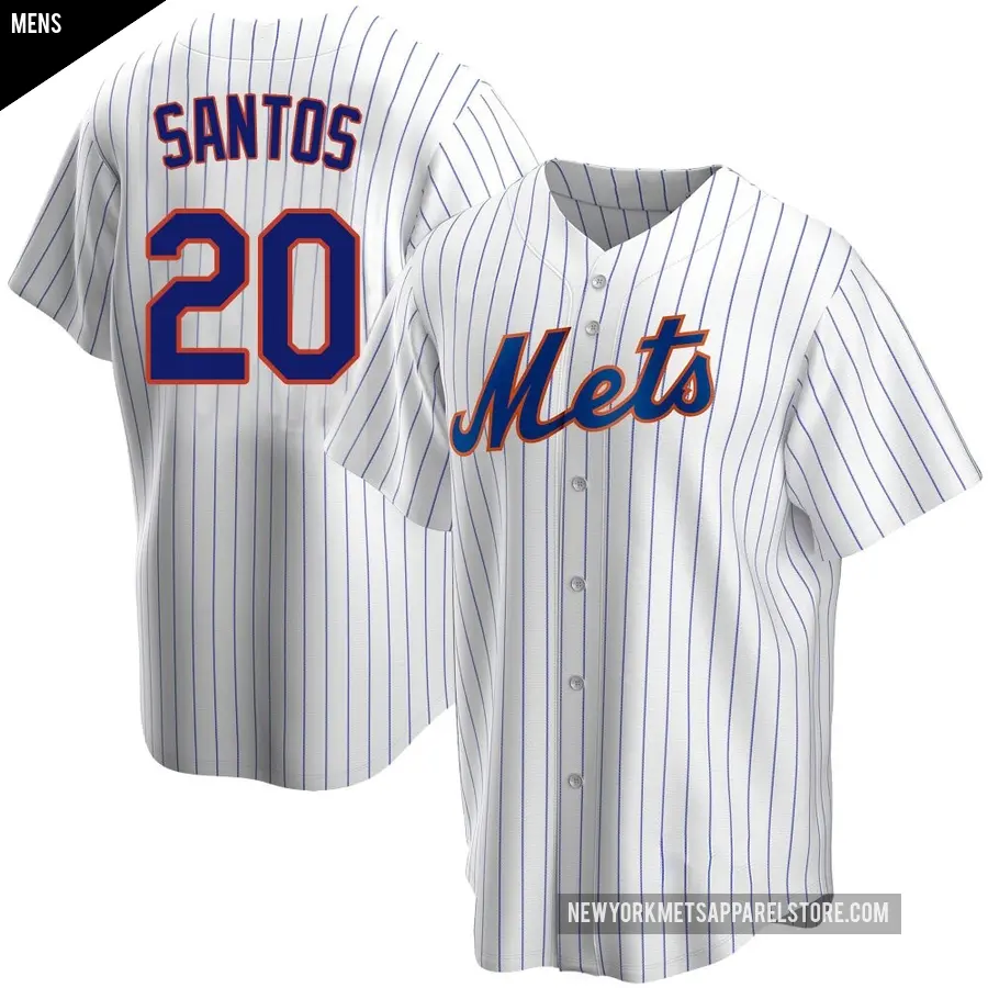 Men's New York Mets ＃20 Luis De Los Santos Replica White Home Jersey