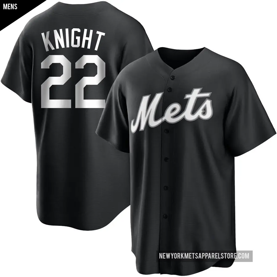 Men's New York Mets ＃22 Ray Knight Replica Black/White Jersey