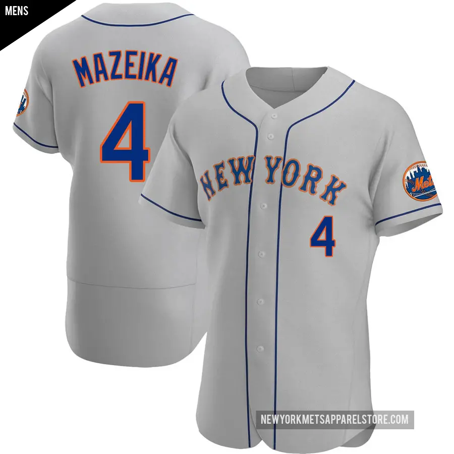 Men's New York Mets ＃4 Patrick Mazeika Authentic Gray Road Jersey