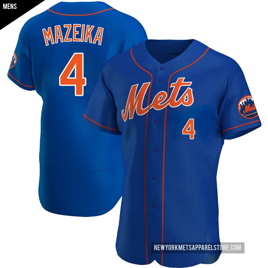 Men's New York Mets ＃4 Patrick Mazeika Authentic Royal Alternate Jersey