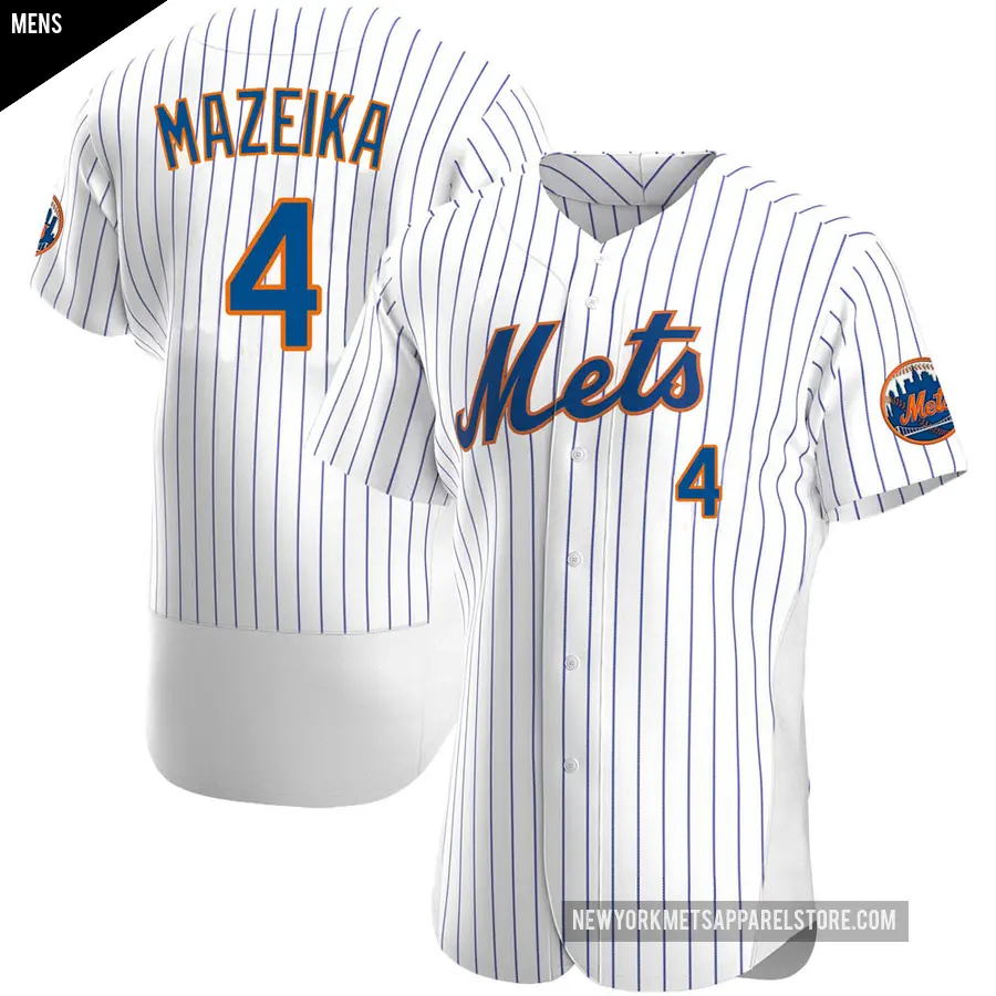 Men's New York Mets ＃4 Patrick Mazeika Authentic White Home Jersey