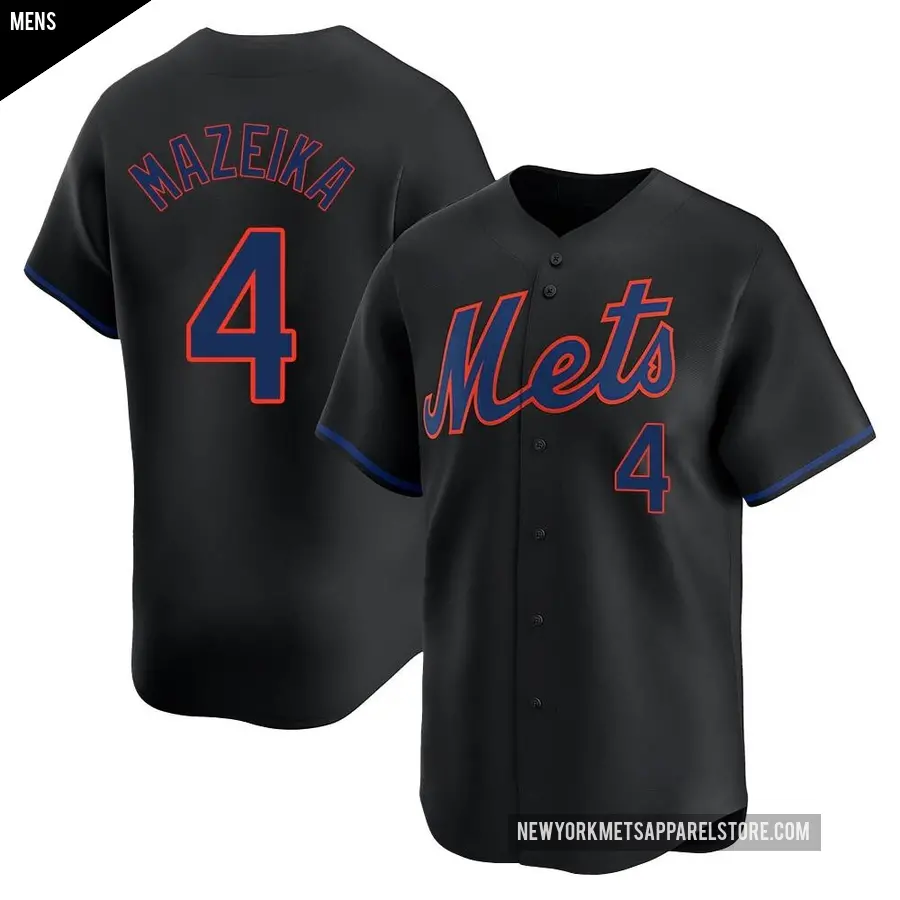 Men's New York Mets ＃4 Patrick Mazeika Limited Black Alternate Jersey