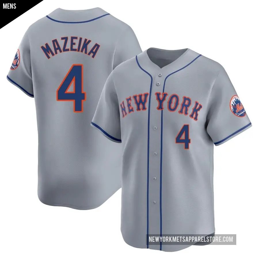 Men's New York Mets ＃4 Patrick Mazeika Limited Gray Away Jersey