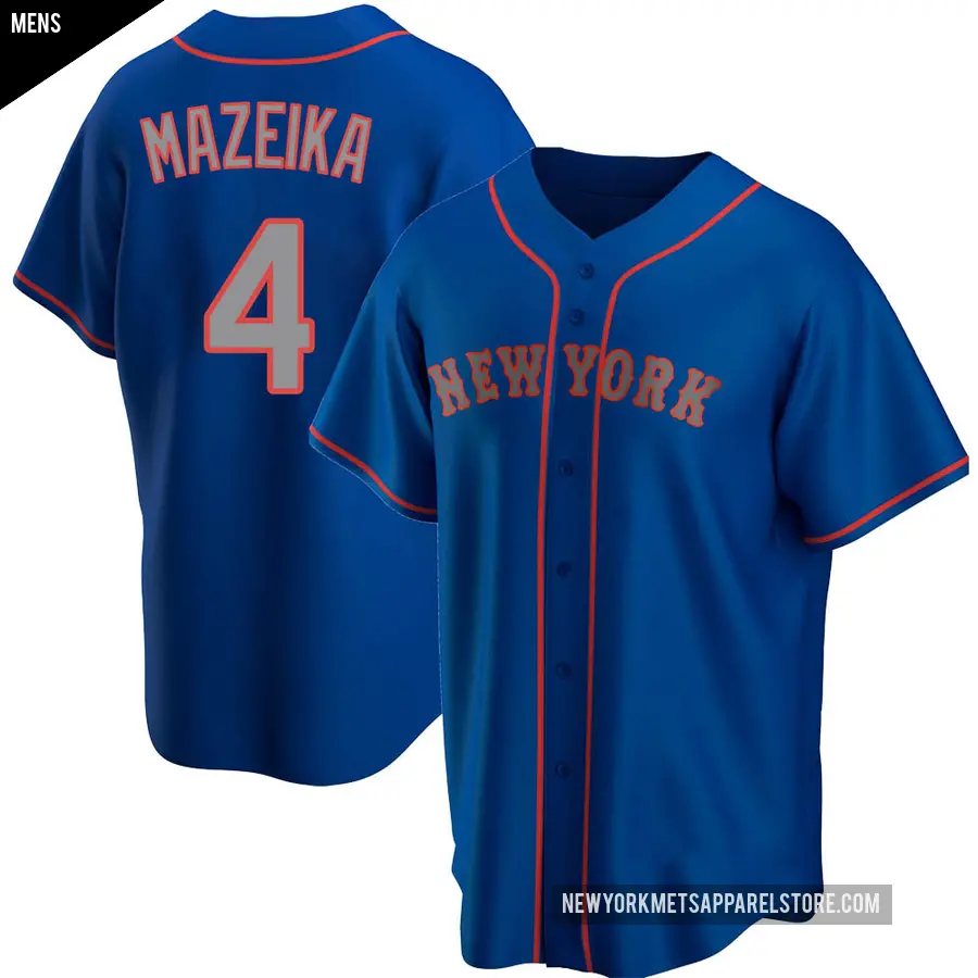 Men's New York Mets ＃4 Patrick Mazeika Replica Royal Alternate Road Jersey