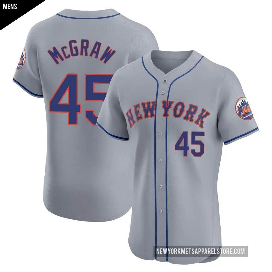 Men's New York Mets ＃45 Tug McGraw Elite Gray Road Jersey