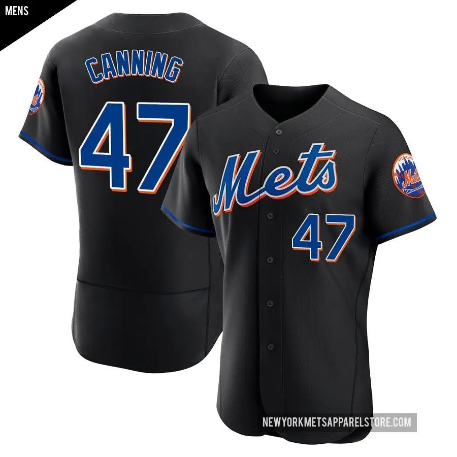 Men's New York Mets ＃47 Griffin Canning Authentic Black 2022 Alternate Jersey