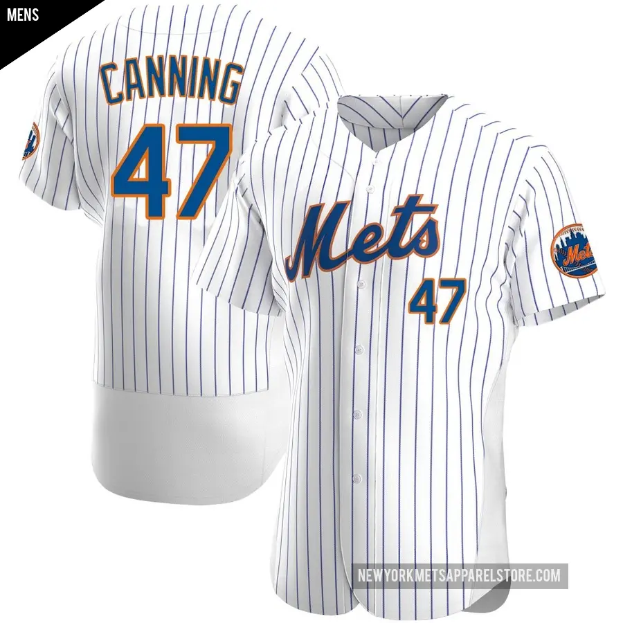 Men's New York Mets ＃47 Griffin Canning Authentic White Home Jersey