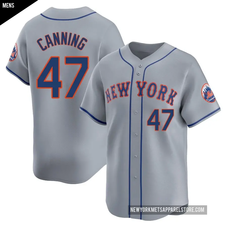 Men's New York Mets ＃47 Griffin Canning Limited Gray Away Jersey