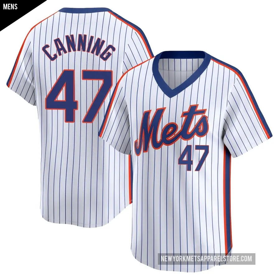 Men's New York Mets ＃47 Griffin Canning Limited White Cooperstown Collection Jersey